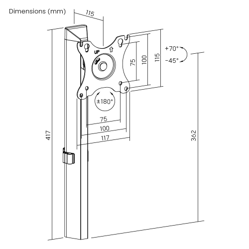 Monitor Mount for Medical Carts MEA02-1 Optimizes monitor positioning for caregivers' ergonomic health from china(chinese)