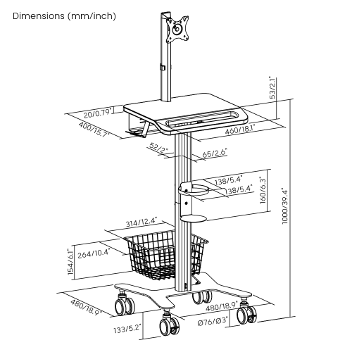 Multi-Storage Modular Medical Cart with Monitor Mount MED06-2  An advanced solution for more efficient patience care from china(chinese)