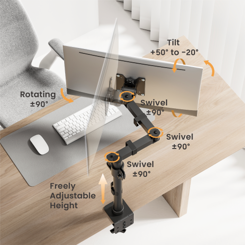 Heavy-Duty Articulating Single Monitor Arm LDT91-C012 Boasting an impressive 20kg (44lbs) load capacity. from china(chinese)