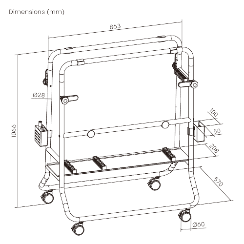 Mobile Whiteboard Storage Cart WB13-02 Organize and display the whiteboards. from china(chinese)