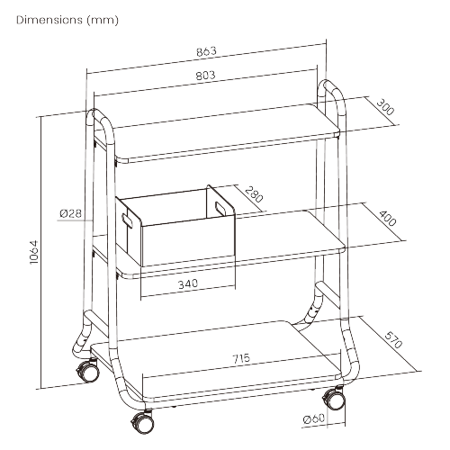 Mobile Storage Cart WB13-01 Each shelf holds up to 20 kg (44 lbs). from china(chinese)