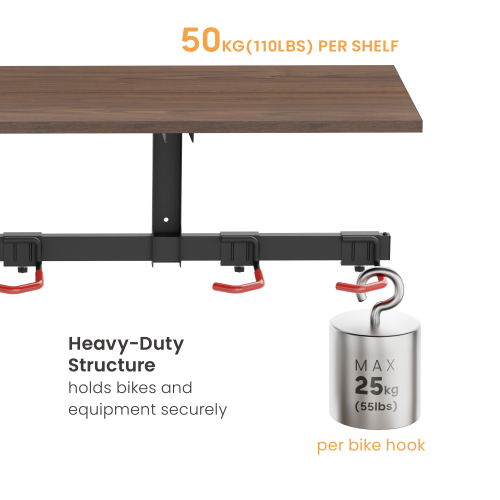 Catch-All Wall Mounted Bike Rack  with Overhead Shelf for 5 Bikes LBM09-05S  Organize bikes and equipment in one place. from china(chinese)