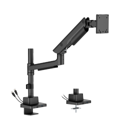 Hercules Heavy-Duty Pole-Mounted Gas Spring Monitor Arm with USB-A & USB-C Ports