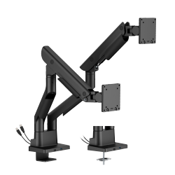 Hercules Heavy-Duty Gas Spring Dual Monitor Arm with USB-A & USB-C Ports