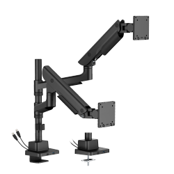  Hercules Heavy-Duty Pole-Mounted Gas Spring Dual Monitor Arm with USB-A & USB-C Ports