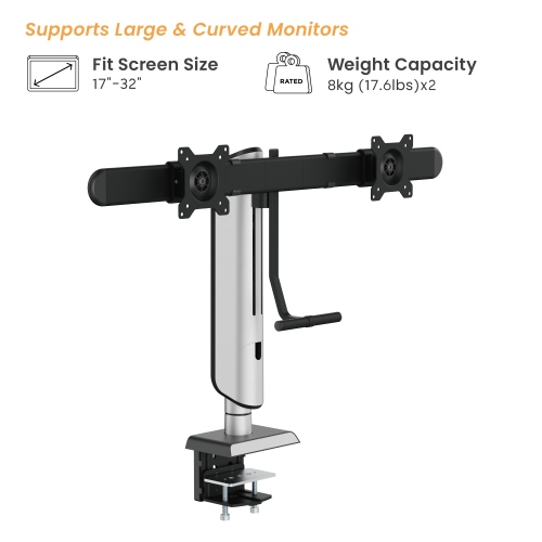 Heavy-Duty Vertical Lift Clamp-On Dual-Screen Monitor Stand LDT70-C02  from china(chinese)