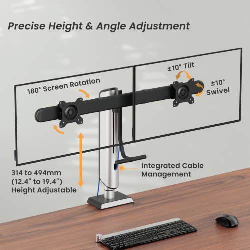 Heavy-Duty Vertical Lift Clamp-On Dual-Screen Monitor Stand LDT70-C02  from china(chinese)