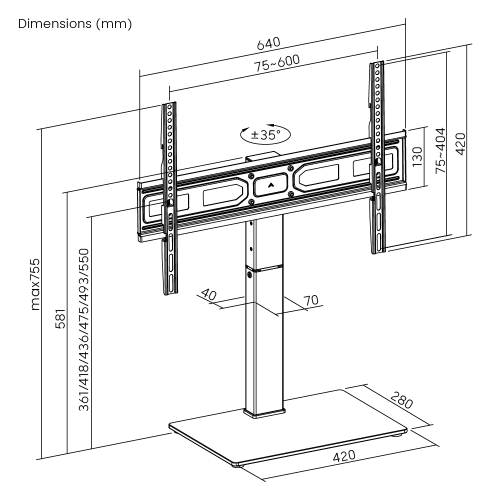 Basic Tabletop TV Stand LDT03-28L  For most 37"-75" TVs from china(chinese)