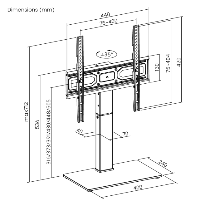 Basic Tabletop TV Stand LDT03-28M  For most 32"-65" TVs from china(chinese)