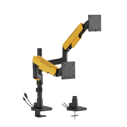 Heavy-Duty Pole-Mounted Gaming Dual Monitor Arm with USB-A and USB-C Ports