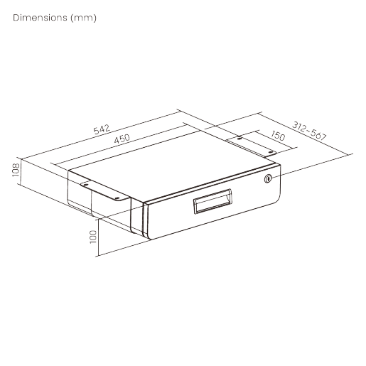 Space-Saving Under-Desk Slim Storage Drawer with Locking Mechanism