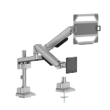 Deluxe Mechanical Spring Dual Monitor Arm & Laptop Holder (Pole Mounted)