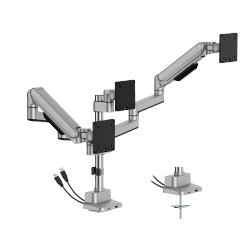 Deluxe Mechanical Spring Triple Monitor Arm with USB-A/USB-C Ports (Pole Mounted)