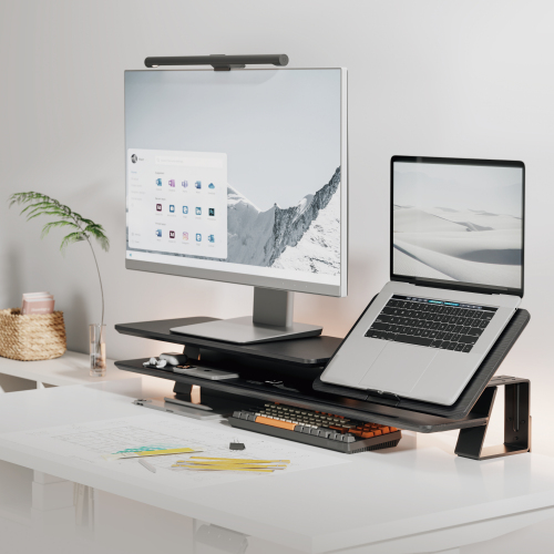 2-Layer Clamp-On Monitor & Laptop Riser with Height-Adjustable Laptop Riser STB34-03  from china(chinese)