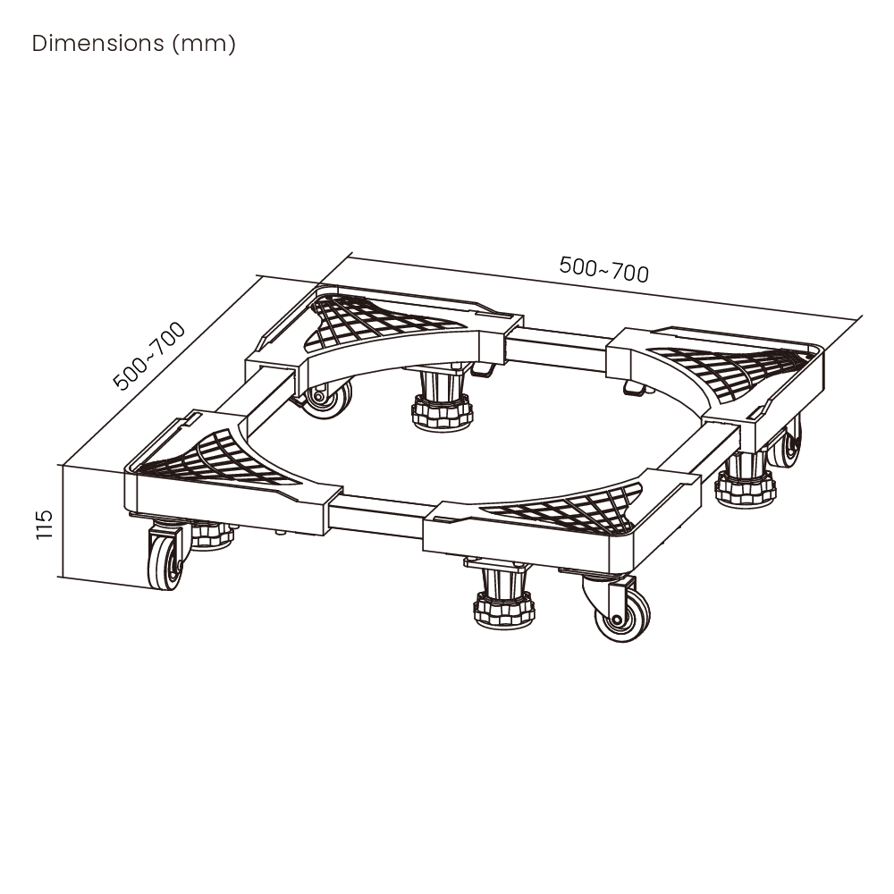 Heavy-Duty Adjustable Front Load Washing Machine Stand Mobile Base with Non-Locking Casters