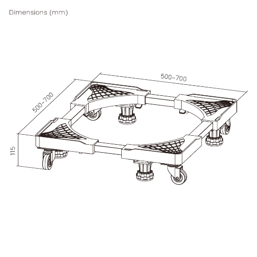 Heavy-Duty Adjustable Front Load Washing Machine Stand Mobile Base with Non-Locking Casters
