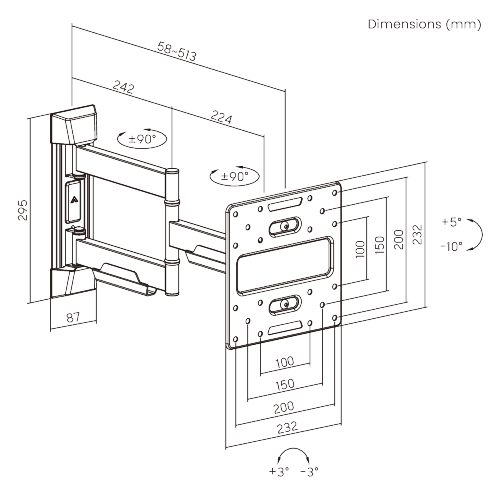 Modern Designed Full-Motion TV Mount LPA76-223 Supports 23"-43" TVs from china(chinese)