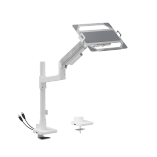 Fusion Heavy-Duty Gas Spring Pole-Mounted Monitor Arm with Laptop Holder and USB-A/USB-C Ports