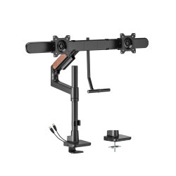 Fusion Gas Spring Pole-Mounted Dual Monitor Arm with USB-A/USB-C Ports