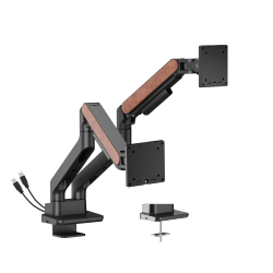 Fusion Heavy-Duty Gas Spring Dual Monitor Arm with USB-A/USB-C Ports