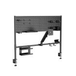 Clamp-On Multi-Purpose Pegboard Organizer Shelf with Monitor Arm