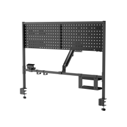 Clamp-On Multi-Purpose Pegboard Organizer Shelf with Monitor Arm