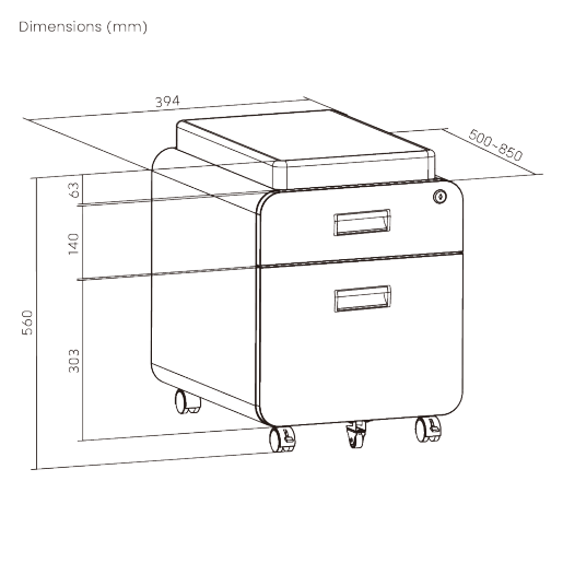 2-Drawer Locking Mobile File Cabinet with Cushion