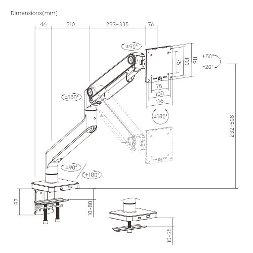  Economical Heavy-Duty Gas Spring Monitor Arm LDT74-C012-KP01 For Most 17"-49“ Monitors from china(chinese)