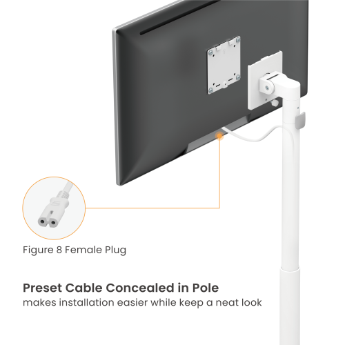 Height Adjustable Mobile Gas Spring Display Floor Stand FS58-11TW-02 with Figure 8 Female Plug Power Cable from china(chinese)