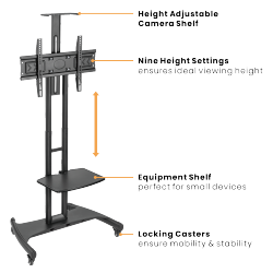 Height Adjustable Steel TV Cart