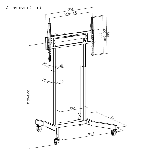Standard Motorized TV Cart TTL14-68FW Designed for the Heaviest TV  from china(chinese)