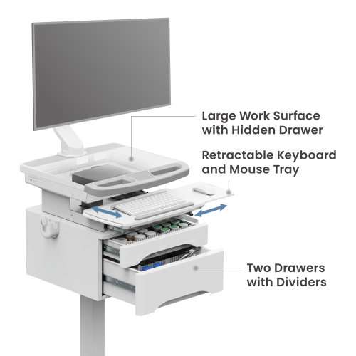 Compact Medical Cart with Monitor Arm & Drawers MED08-2 Empowering caregivers with mobility and precision. from china(chinese)