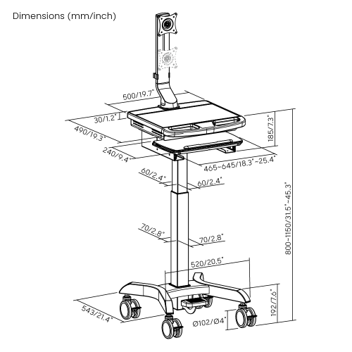 Compact Medical Cart with Monitor Arm MED08-1 Empowering caregivers with mobility and precision. from china(chinese)