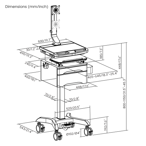 Compact Medical Cart with Monitor Arm & Drawers MED08-2 Empowering caregivers with mobility and precision. from china(chinese)