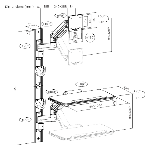 Heavy-Duty Medical Wall-Mounted Workstation MED10-2  from china(chinese)