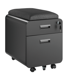 2-Drawer Locking Mobile File Cabinet with Cushion