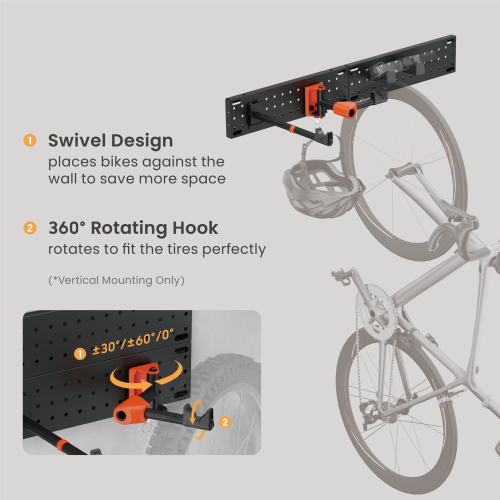 Wall-Mounted Vertical & Horizontal Bike Storage Rack PB-008-DS Securely holds bike up to 30kg/66lbs from china(chinese)