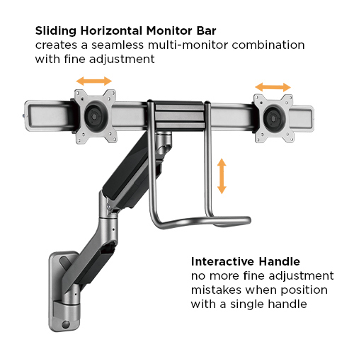 Dual-Monitor Gas Spring Monitor Wall Mount LDA39-2112 Supports most 17"-32’’ Monitors from china(chinese)