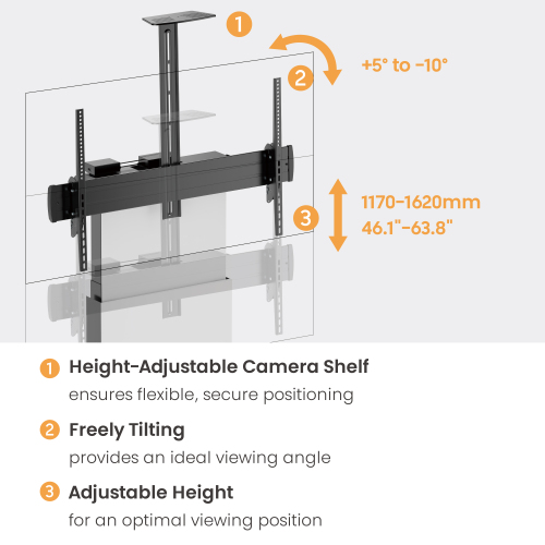 Motorized Height-Adjustable TV Cart with Decorative Panels TTL20H-610TW for 55"-100" TVs up to 110kg (242lbs) from china(chinese)