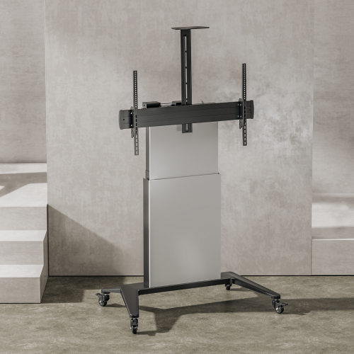 Motorized Height-Adjustable TV Cart with Decorative Panels TTL20H-610TW for 55"-100" TVs up to 110kg (242lbs) from china(chinese)