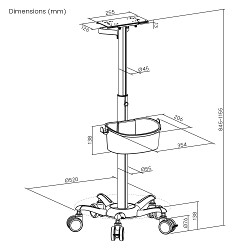 Height Adjustable Patient Monitor Cart MED09-1A Guarantees ergonomic comfort for caregivers. from china(chinese)