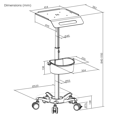 Height Adjustable ECG Medical Cart MED09-2A Guarantees ergonomic comfort for medical tests runners. from china(chinese)
