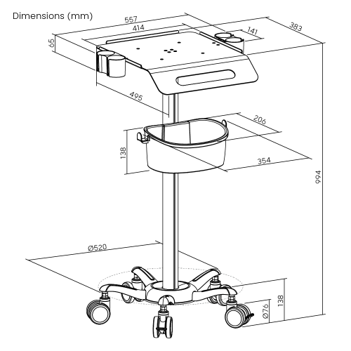 Ultrasonic Medical Cart MED09-3 Upgrades patient care serviceability by accomodating medical machines. from china(chinese)