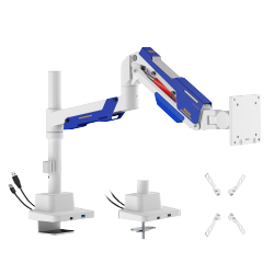 Armada Heavy-Duty Pole-Mounted Gas Spring Monitor Arm with USB-A & USB-C Ports