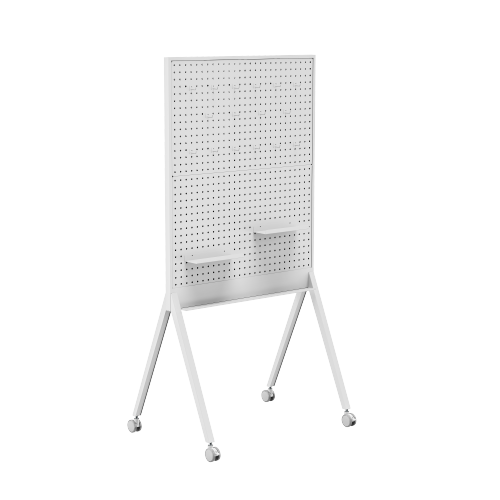 Mobile Single-Sided Magnetic Whiteboard with Pegboard Surface WB18-03 Designed for agile workspace from china(chinese)