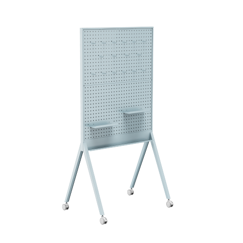 Mobile Single-Sided Magnetic Whiteboard with Pegboard Surface WB18-03 Designed for agile workspace from china(chinese)