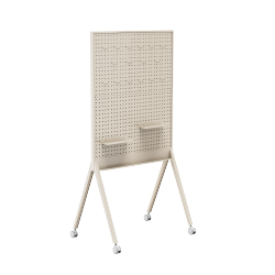 Mobile Single-Sided Magnetic Whiteboard with Pegboard Surface