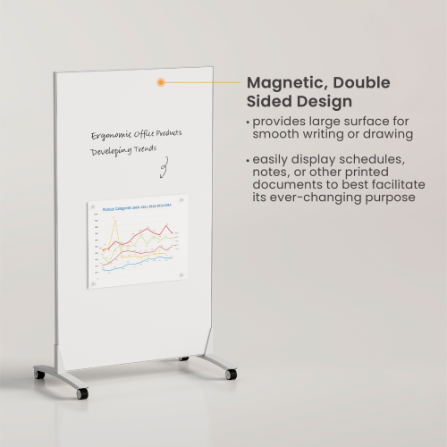 Double-Sided Mobile Magnetic Glass Whiteboard WB16-01 Create an Active Collaboration Work Environment from china(chinese)