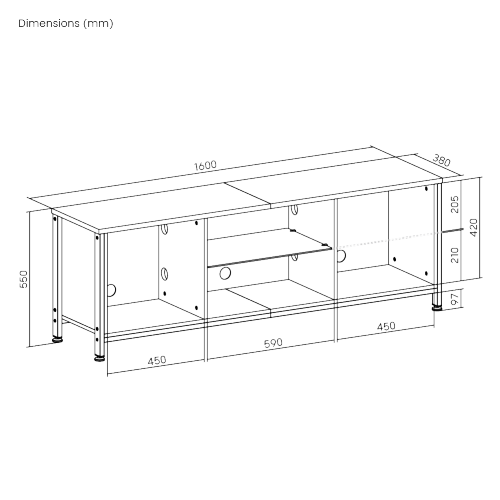 Media Console with Leveling Feet (Large) WP2006L Transform Entertainment Area with Style and Function from china(chinese)