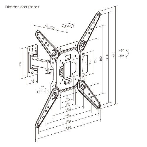 Economy Full-Motion TV Wall Mounts with Adjustable Adaptor Arms LPA68-441N Offers 100x200 VESA pattern to fit 43" SONY TVs from china(chinese)